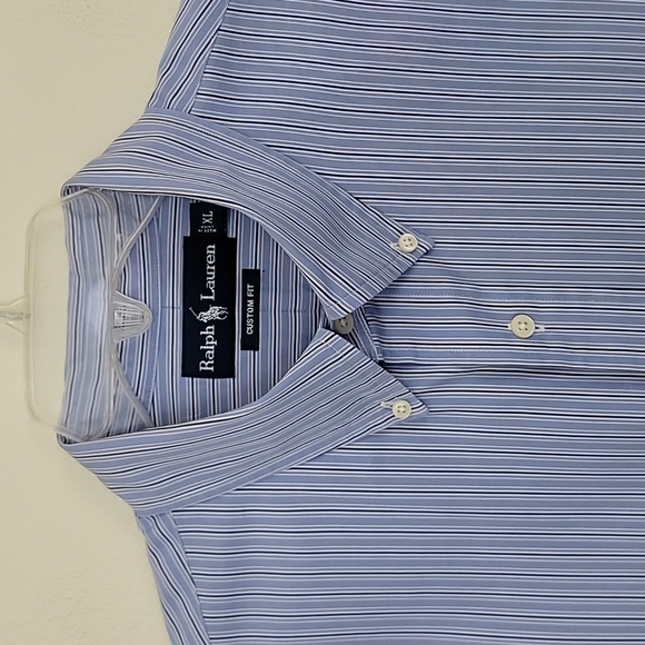Ralph Lauren Blue Multicolored Pin Striped Dress Shirt XL - Picture 8 of 11